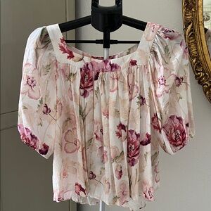 H&M Floral Puff Sleeve Blouse